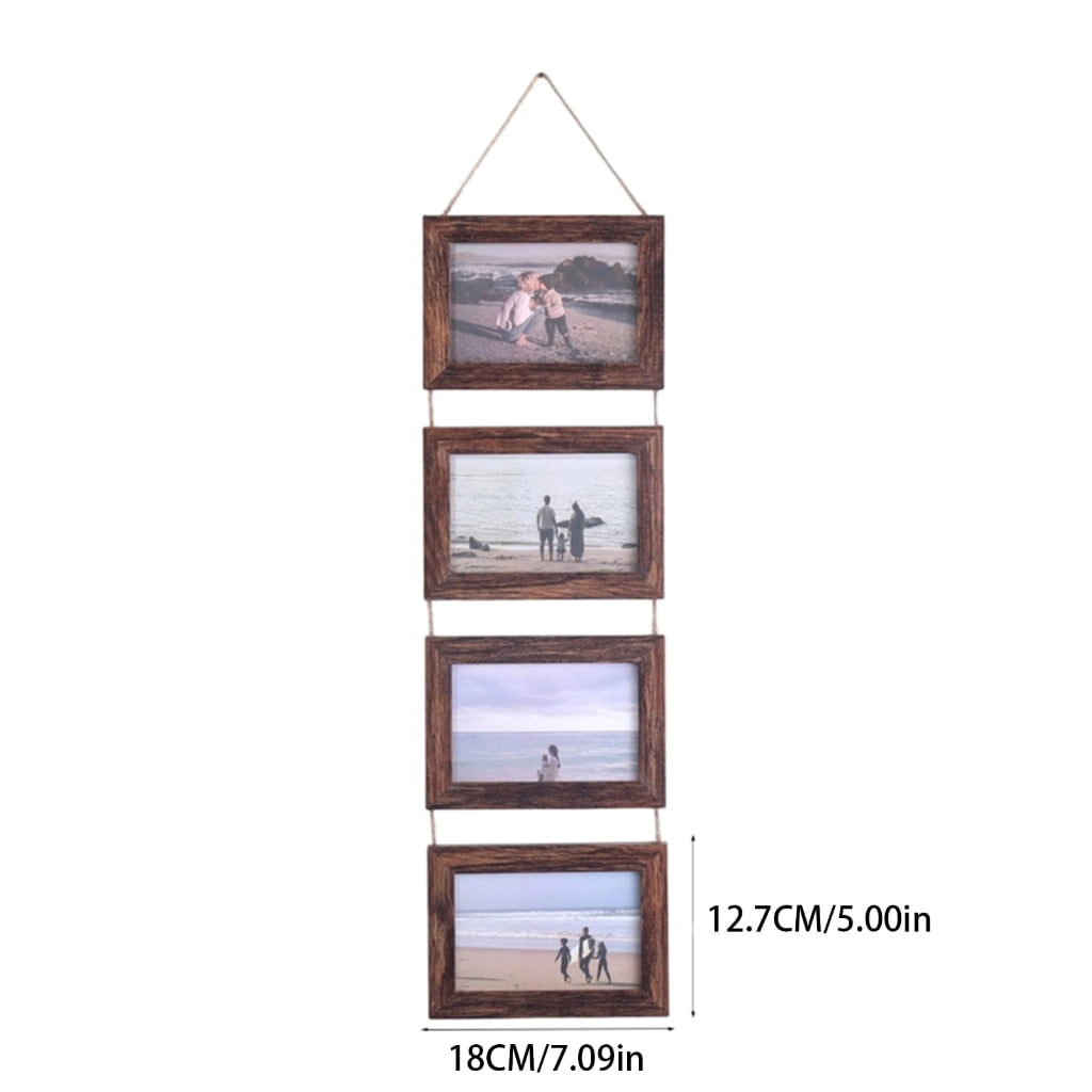 Tibvox Collage Picture Frames,4 Openings Hanging Photo Frame Set Display Horizontal Pictures for Wall Decors,4×6inch Photo