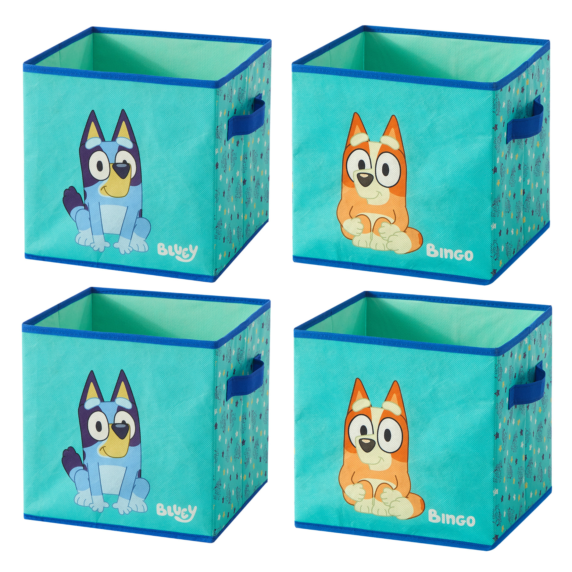 Bluey Kids' 4-Pack Printed Toy Storage Cubes, 10" x 10"