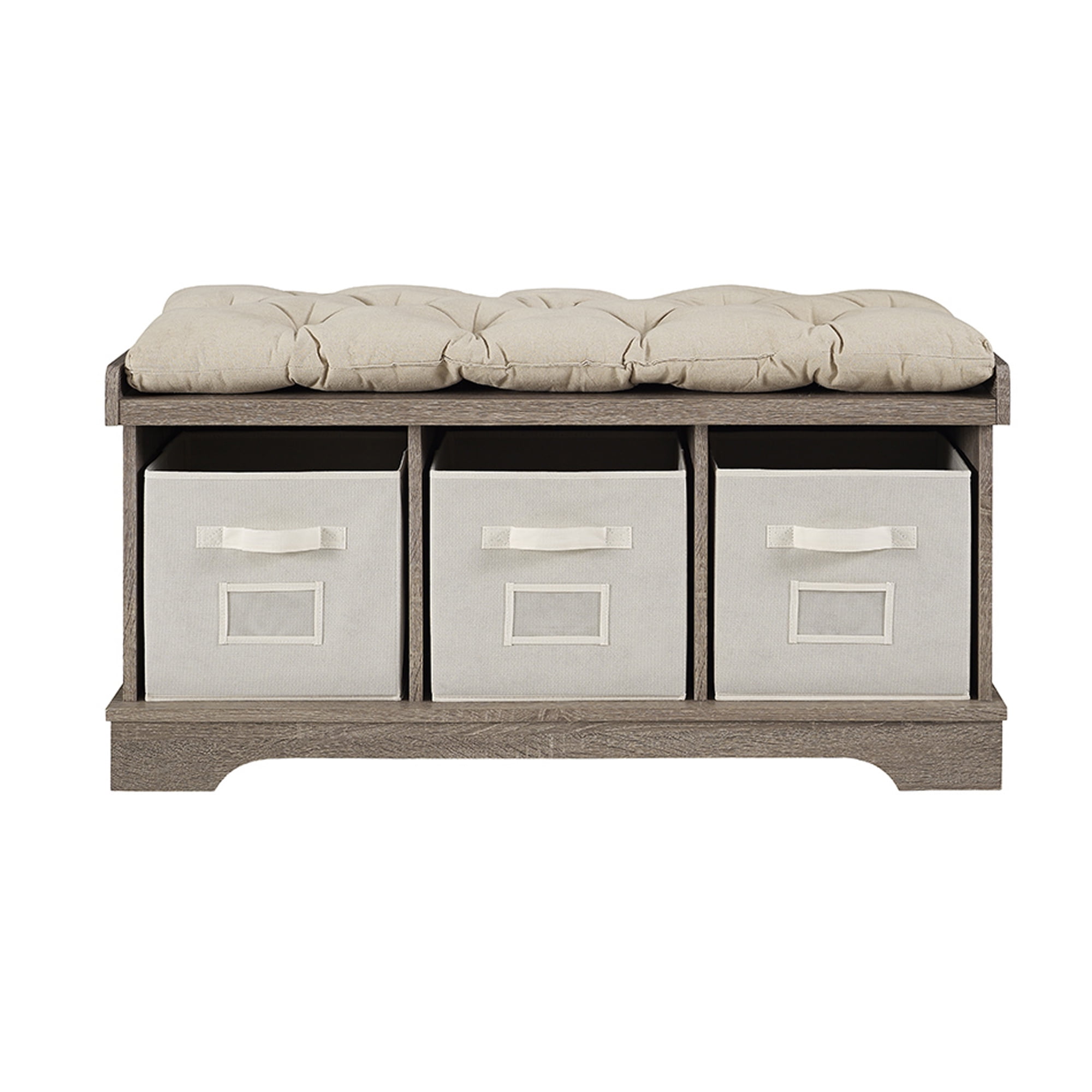 Woven Paths Storage & Tufted Bench, Brown