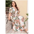thumbnail image 6 of AURA Plus Size High Waist V Neck Printed Maxi Dress Elegant Spring Summer Style, 6 of 10