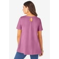 thumbnail image 2 of Roaman's Women's Plus Size Cotton Ultimate Swing Tee With Keyhole Back, 2 of 5