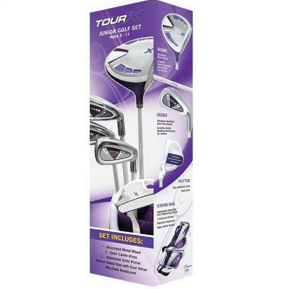 Merchants of Golf Tour X Purple Size 2 Ages 8-11 5pc Jr Set with Stand Bag