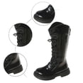 thumbnail image 4 of Ticikt Girls Lace Up Tall Knee High Boots, Side Zipper Platform Non Slip British Style Princess Fashion Long Boots,Black, 4 of 9