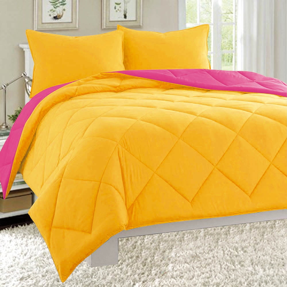 Dayton Queen Size 3Piece Reversible Comforter Set Soft Brushed Microfiber Quilted Bed Cover