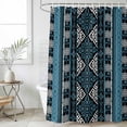 thumbnail image 6 of Navy Blue Boho Shower Curtain Set - 72" x 78" Washable Bathtub Curtain with 12 Hooks, Geometric Vintage Abstract Art Ethnic Tribe Waterproof Fabric Stall Shower Curtains for Bathroom/Bathtub Décor, 6 of 6