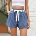 thumbnail image 2 of Yesfashion Women's Casual Bow Tie High Waist Shorts Smocked Elastic Waist Summer Loose Flowy Pant, 2 of 5