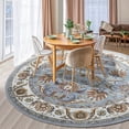 thumbnail image 6 of Jamfeel Round Rugs Vintage Print Low Pile Non-slip Circle Carpet Indoor Area Rug for Living Room Nursery, 4ft, Blue, 6 of 7