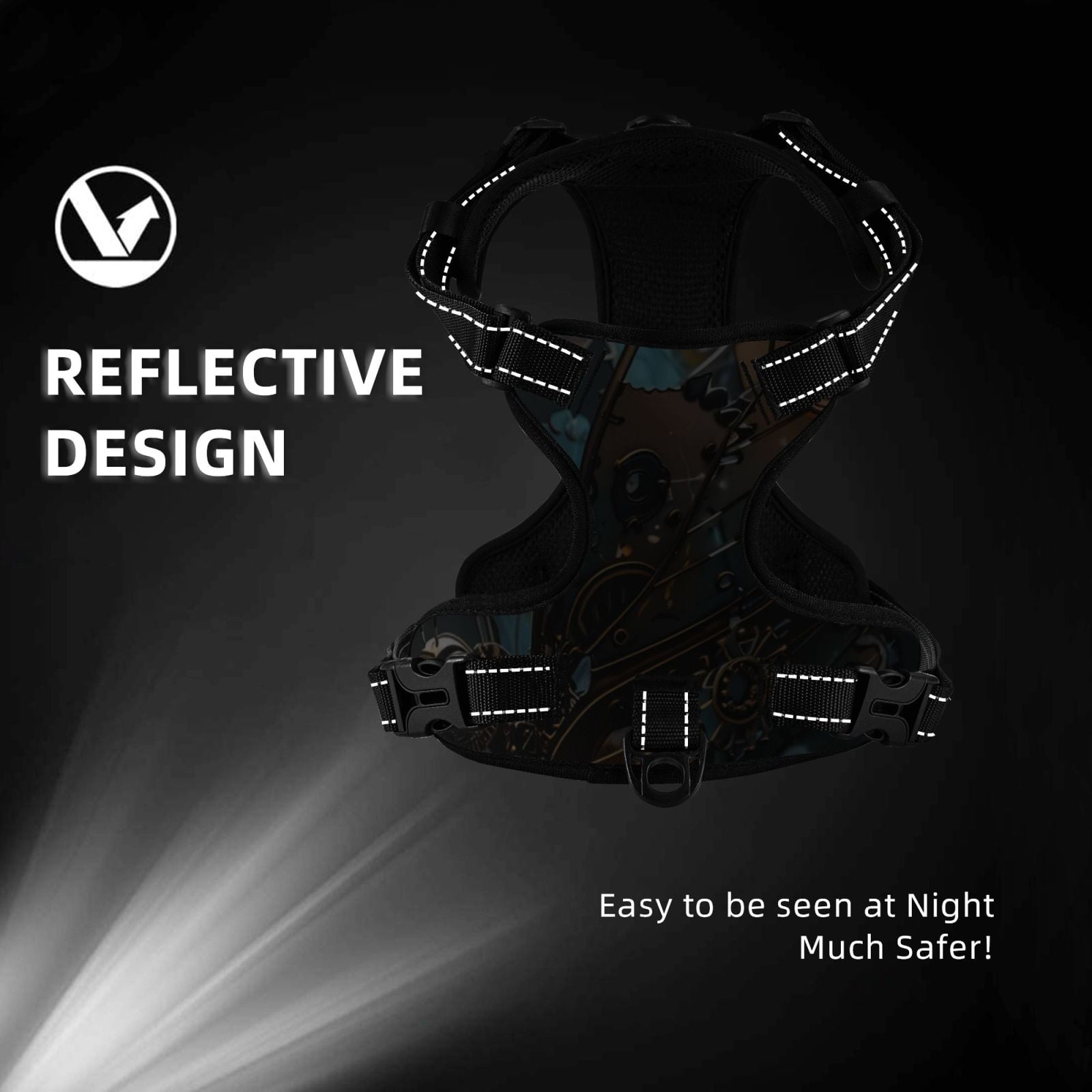Vsdgher Steampunk Mechanical Butterfly Dog Harness, No-Pull Pet Harness, Dog Vest, Pet Vest for Small to Large Dogs-X-Large