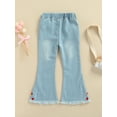 thumbnail image 4 of aturustex Toddler Baby Girl Jeans Butterfly Cherry Embroidery Bell Bottoms Spring Fall Clothes (Blue, 12 Months-6 Years), 4 of 8