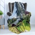 thumbnail image 4 of Nature Soft Flannel Fleece Throw Blanket, Sunny Spring Season Day Pier View in Countryside Rural Cottage Theme Nature Image, Cozy Plush for Indoor and Outdoor Use, 70" x 90", Multicolor, by Ambesonne, 4 of 5