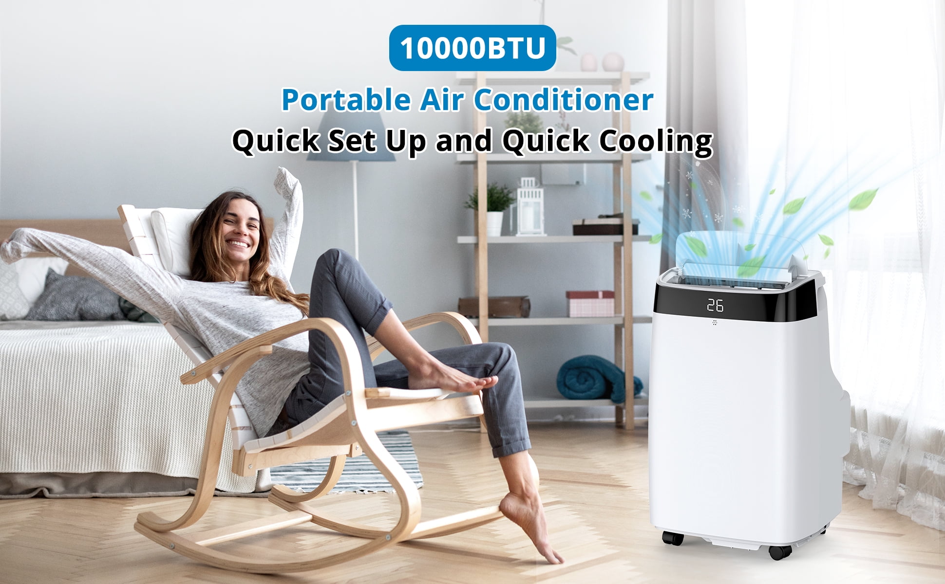 IdealHouse 10,000 BTU Portable Air Conditioner, 3-in-1 Cooling, Dehumidifier & Fan + Commercial Ice Maker-100lbs/24h Under Counter Ice Maker with 35lbs Storage Bin
