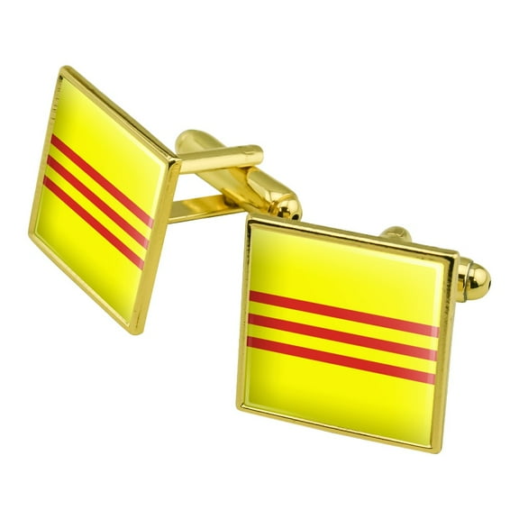 South Vietnam Flag Square Cufflink Set - Silver or Gold