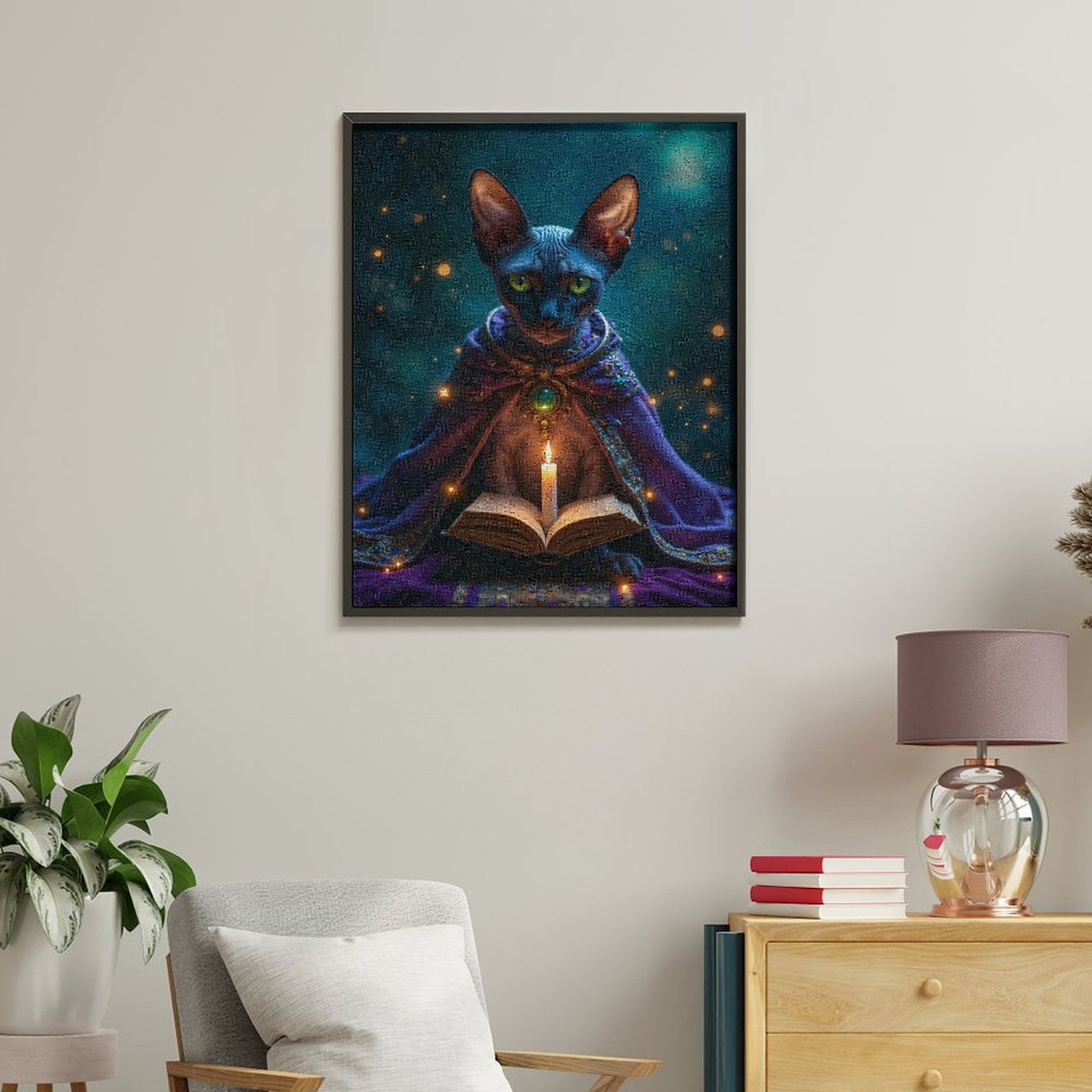 Paint By Numbers Kit for Adults Beginner - DIY Mystical Cat Candle Enchantment Canvas Painting Kits for Adults, Frameless Paint By Number for Adults for Home Wall Decor 16x20 Inch
