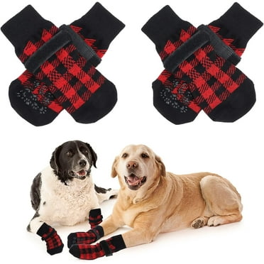 Dog Socks for Hardwood Floors to Prevent Licking,Dog Boots Paw Protector with Non Anti Slip, Dog Grips for Large Senior Dogs,Pack of 4