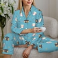 thumbnail image 5 of JUNZAN Cat Fish Print Womens Pajama Sets,Long Sleeve Button Down for Women Pjs 2 piece, 5 of 7