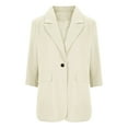 thumbnail image 5 of Yigetop Blazers for Women Business Casual, Ladies' Button Down Solid Color Cardigan Small Suit with Pockets and Three Quarter Sleeves 3/4 Sleeve Blazer for Women Beige 2XL, 5 of 6