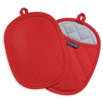 Pot Holders Sets of 2, Silicone Hot Pads for Kitchen,Heat Resistant Oven Mitts Pads with Pockets Non Slip Grip, Large Potholders,Trivets for Cooking, Baking,Red