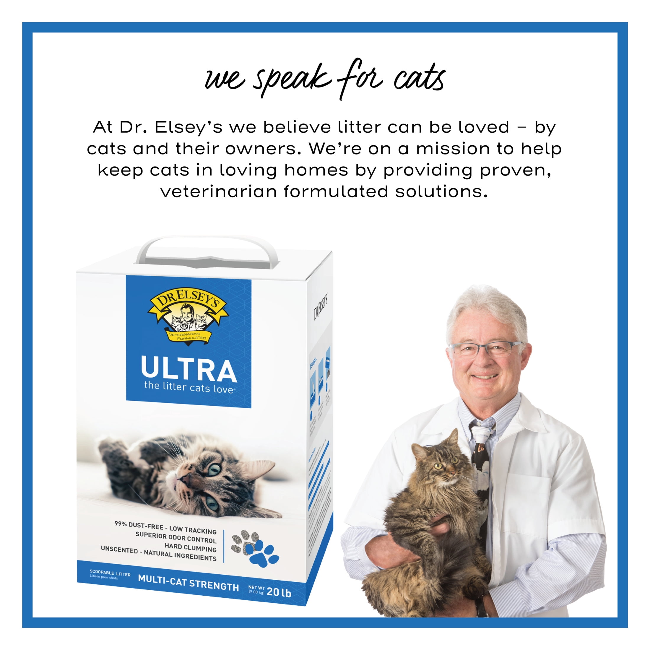 (3 pack) Dr. Elsey's Ultra Unscented Clumping Clay Cat Litter 20 lb. Box