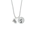 thumbnail image 2 of Delight Jewelry Silvertone Small Mother of the Bride Heart Silvertone Script Initial Disc - T - Charm Necklace, 20"+3", 2 of 4