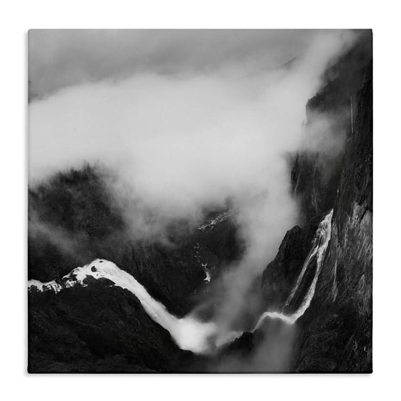 Stupell Industries Foggy Mountain Crags Abstract Photography Wrapped Canvas Art Print Wall Art, 17 x 17