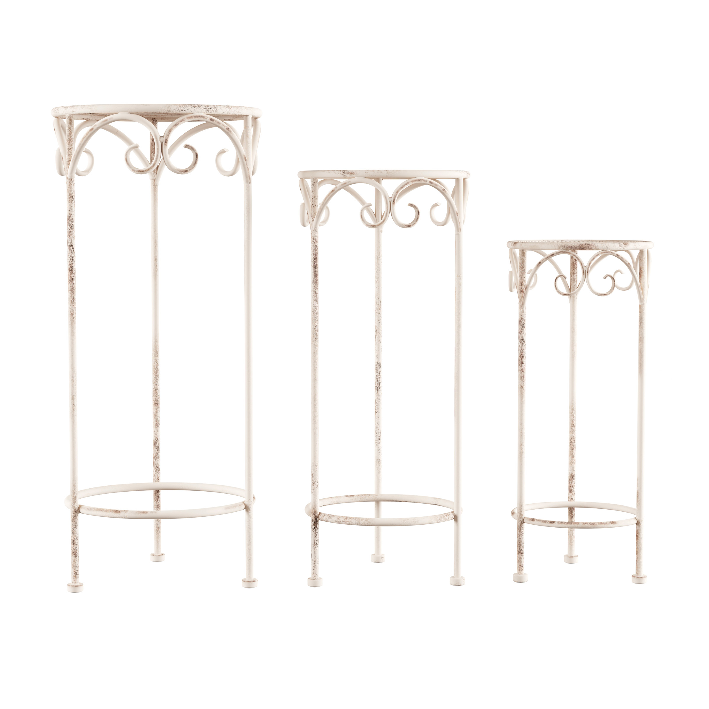Plant Stands– Set of 3 Indoor or Outdoor Plant Display by Pure Garden (Antique White)