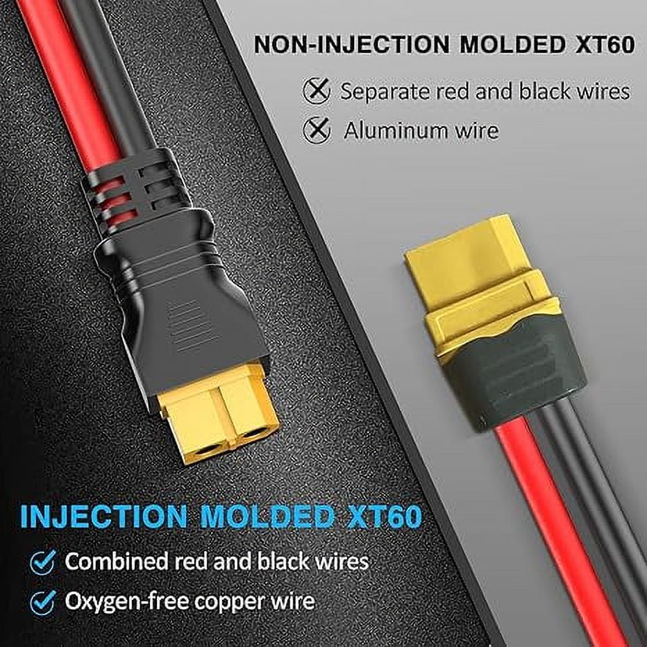 Solar Panel to XT60 Charging Cable(12AWG 9ft), Pixelman Solar to XT60 Extension Wire for Ecoflow Generator, Solar Connector to Injection Molding XT60 Charging Cord for Portable Power Station
