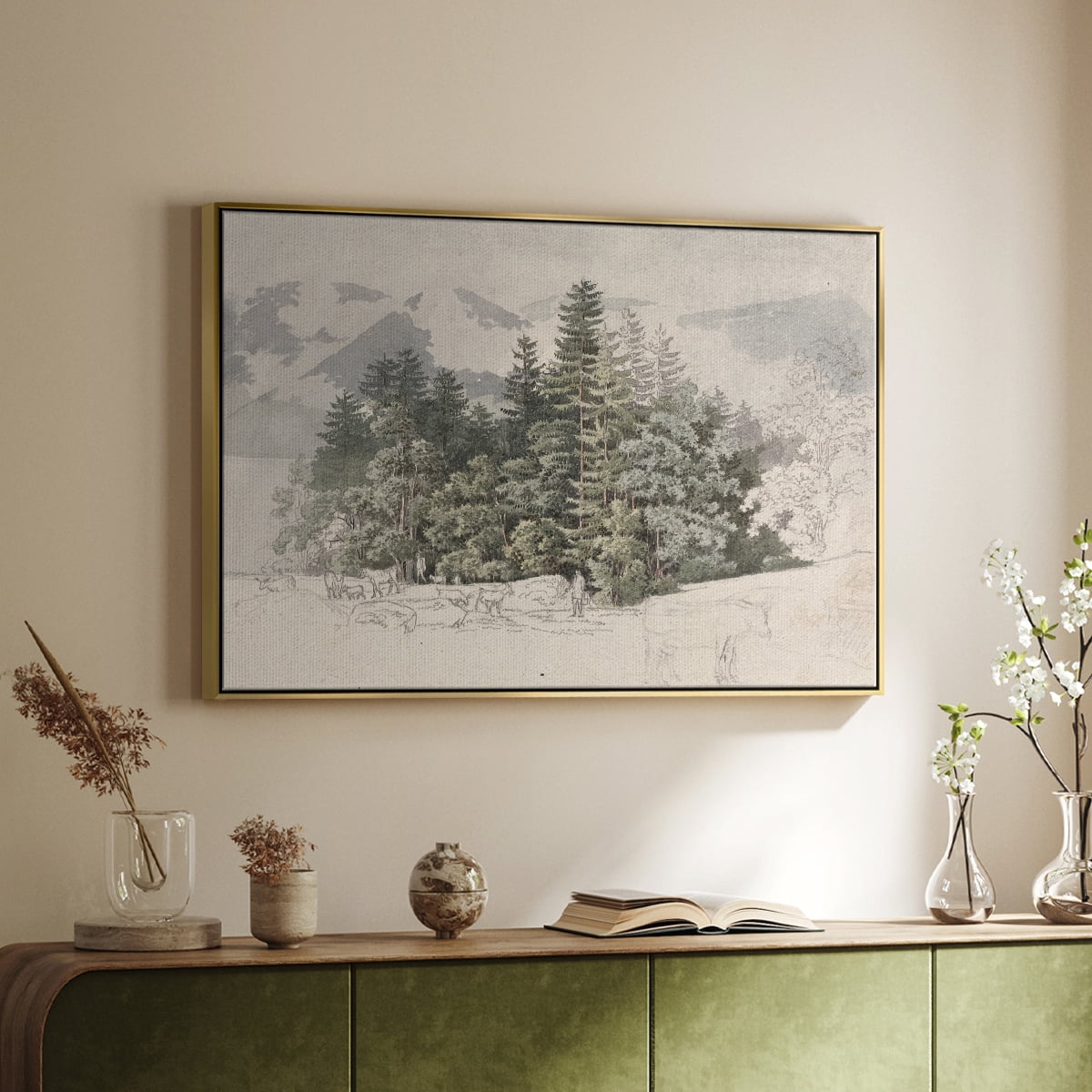 Vintage Landscape-CCLXXV By Wexford Home Framed in Gold Wood Gallery Wrapped Canvas 17 in. x 25 in.