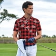 thumbnail image 3 of Wukai Red Buffalo Plaid Men’s Polo Shirts Sleeve,Camisas Polo Para Hombre,True Classic Tees Men-4X-Large, 3 of 6