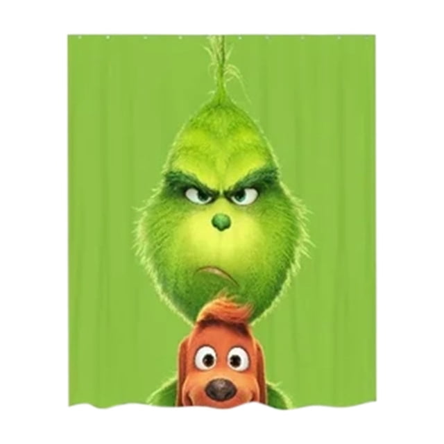Grinch Christmas Decorations Christmas Style Printed Fabric Shower Curtain With Hooks Exclusive Decorative Bathroom Accessories Waterproof Grommet Shower Curtain Bathroom Set Bathroom