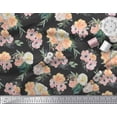 thumbnail image 3 of Soimoi Black Cotton Duck Fabric Anemone & Begonia Floral Print Sewing Fabric Yard 42 Inch Wide, 3 of 3