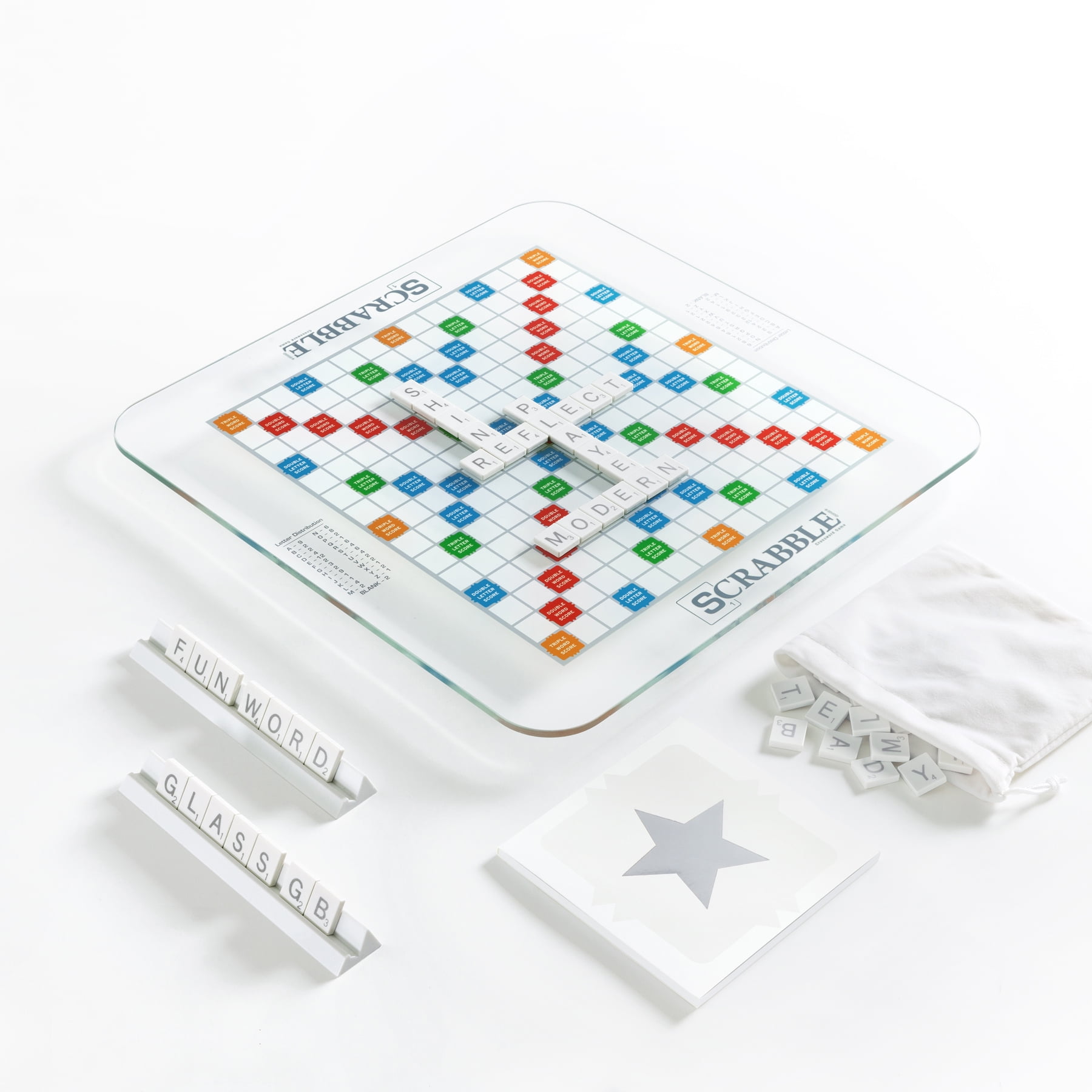 Winning Solutions Scrabble Board Game Glass Edition