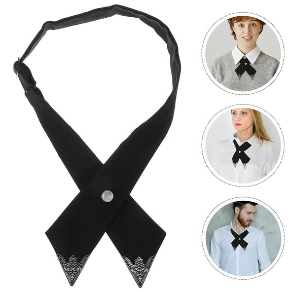Raindrops 2Pcs Pre Tied Black Cross Bowtie for Work Uniforms and Formal Wear