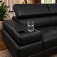 thumbnail image 4 of Cosmic Homes Grayson 3-Seater Leather Upholstered Sectional Sofa with RHF Chaise – Cup Holder Black, 4 of 4
