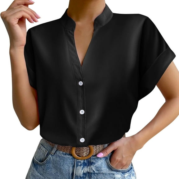 Riforla Women Short Sleeve V Neck Workout Tops Casual Athletic T Shirts Blouse Womens Top Women Tees and Tops Black XXL