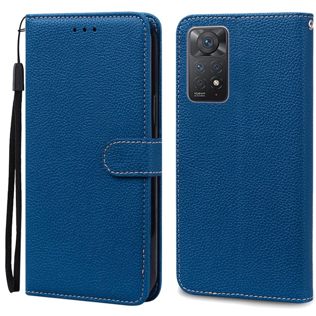 Note 11 Case For Xiaomi Redmi Note 11 11S Case Leather Wallet Flip Case For Redmi Note 11 Pro Phone Cases Note 11S Cover Fundas Navy blue Note 11S