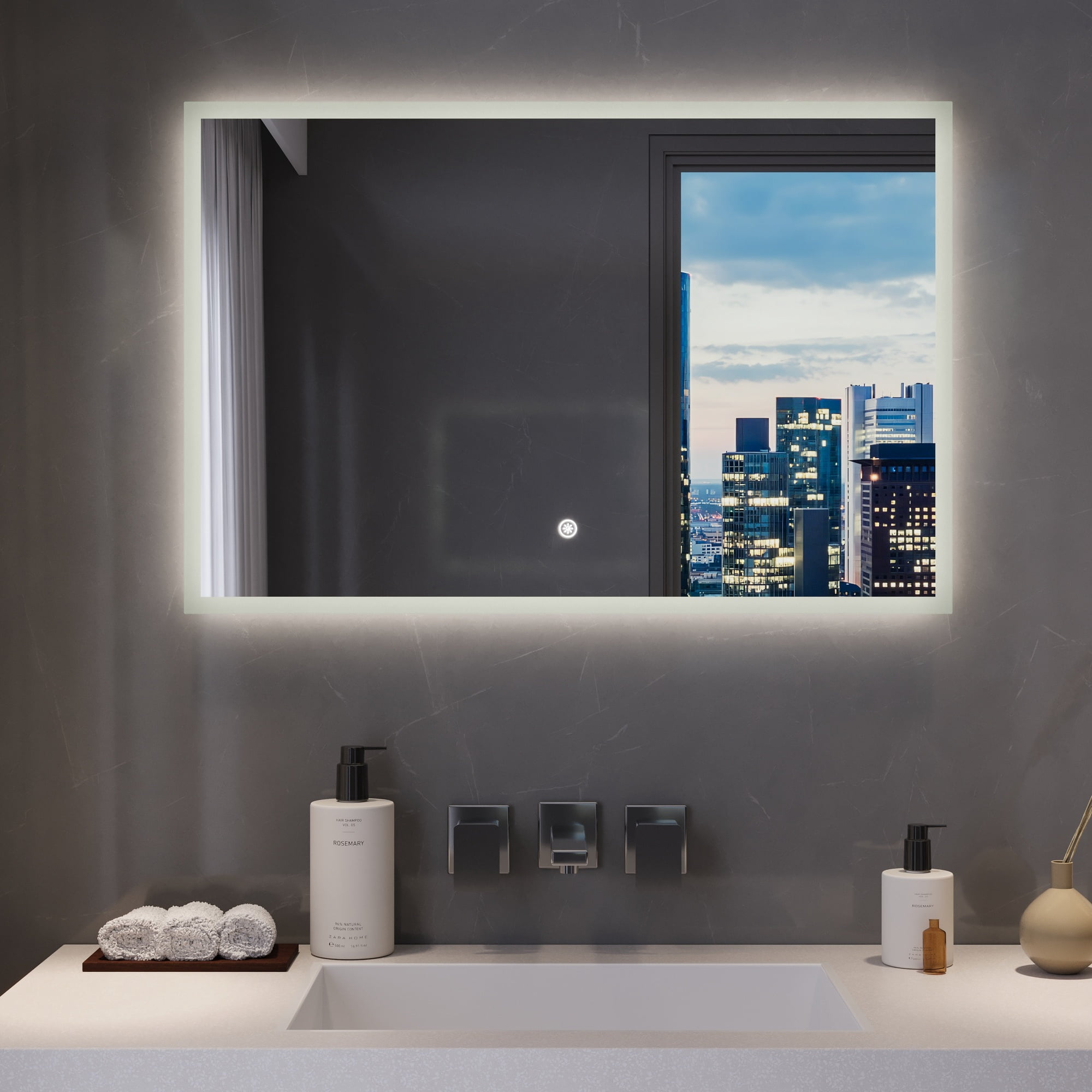 DeerValley 24" x 36" LED Bathroom Mirror ,3 Colors Temperature & Dimmable Light Anti-fog Memory Function Bathroom Vanity Mirror