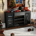 thumbnail image 2 of 71 Inch Long Coffee Bar Cabinet with Fridge Space, Modern Wood Metal Large Wine Liquor Cabinet with Rack, Large Wide Sideboard Buffet Cabinet with Drawer Storage for Kitchen Dining Room- Black, 2 of 6