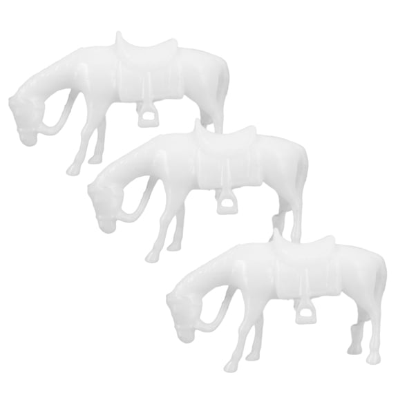 White Miniature Horse Figurines for Home Decor Made with Resin 3 Pieces Small Scale