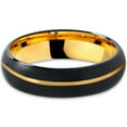 thumbnail image 2 of P. Manoukian Tungsten Wedding Band Ring 4mm for Men Women Black & 18K Yellow Gold Plated Center Line Dome Brushed Polished Lifetime Guarantee Size 11, 2 of 4