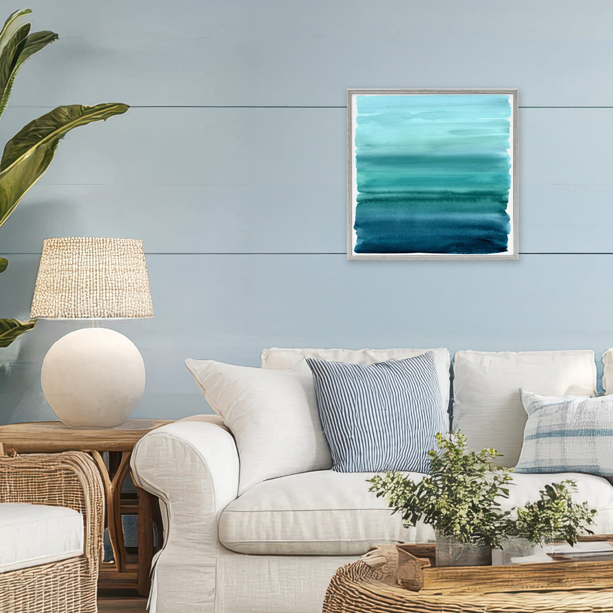 Stupell Industries Aqua Ombre Gradient Gray Framed Giclee Art, design by Allie Corbin