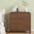 thumbnail image 3 of 31.5" Wide Nightstand Set of 2, Oversized 3 Drawers Night Stand With Charging Station, Extra Large Bedside Table, Mid Century Modern Wood Dresser for Bedroom, Walnut (Set of 2), 3 of 10