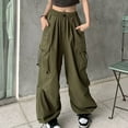 thumbnail image 6 of Harajuku Pants Women Streetwear Vintage Hip Hop Wide Leg Joggers Sweatpant Black M YIWEI, 6 of 10