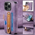 thumbnail image 3 of Compatible with iPhone 12 Wallet Case with RFID Blocking Card Holder,With Wrist Strap, PU Leather Flip Case with Kickstand and Magnetic Closure, Shockproof Interior Protective Cover,Purple, 3 of 11