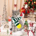 thumbnail image 5 of Bufanda de punto para perro con pompón blanco, pañuelo cálido, accesorios para vacaciones de invierno, bufandas para gatos, 2 piezas, 5 of 5