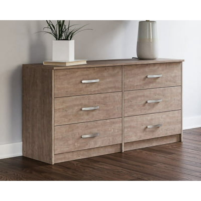 Signature Design by Ashley Flannia Scandanavian 6 Drawer Dresser Vintage Gray