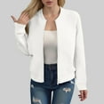 thumbnail image 2 of GEWSEY Womens Bomber Jacket Coat Casual Stand Collar Zip Up Lightweight Fall Fashion Jackets Outfits with Pockets (White, XL), 2 of 5