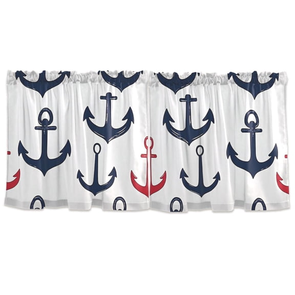 Anchor Variety Design Tier Curtains for Kitchen 57x24 Inch Semi Sheer Light Filtering Half Window Curtains 2 Panels