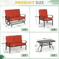 thumbnail image 5 of SUNCROWN 5-Piece Patio Furniture Set Outdoor Metal Conversation Set, Red, 5 of 11