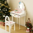 thumbnail image 2 of YYAo Dressing Table Set, Makeup Desk Dressing Table Set with Mirror & Stool, 3 Drawers & Tabletop Storage, Princess Table for Toddlers, White, 2 of 14
