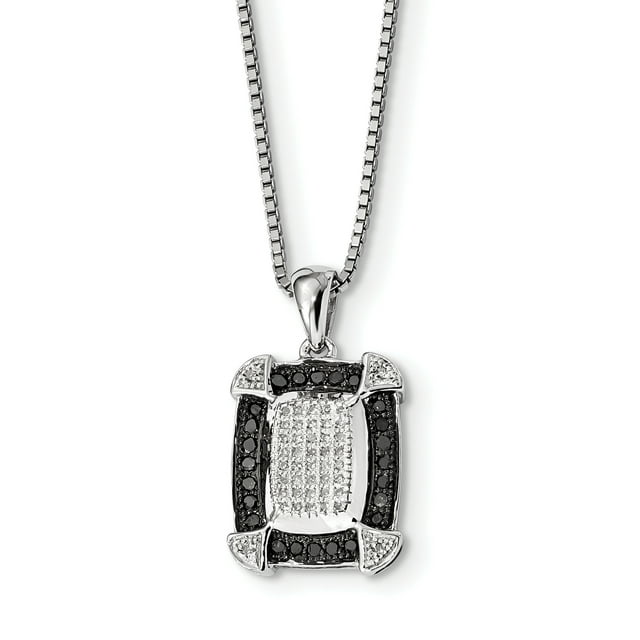 Pendentif Collier en Argent Sterling Noir et Blanc 18 Pouces